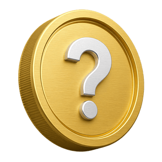Monnaie d’or 3D décorative avec un point d’interrogation sur la page FAQ